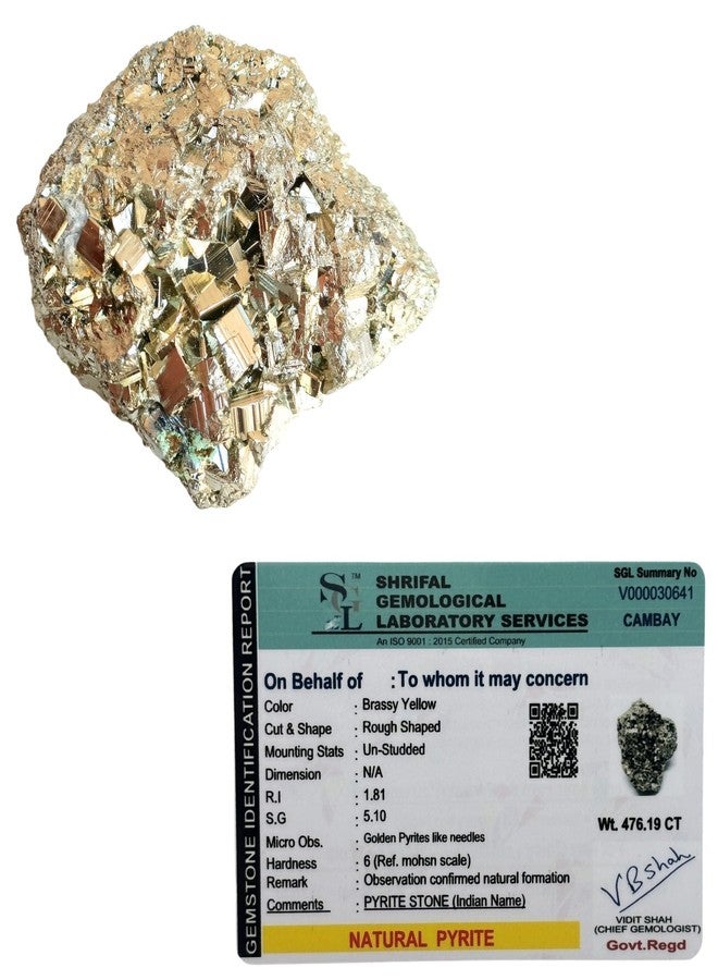 FENGSHUI AGATE حجر العقيق الطبيعي من البيريت، حجر كريستالي للثروة والازدهار والشفاء - معدن الذهب الأحمق الخام للريكي، والفستو، وديكور المنزل، وتنظيف الطاقة (متوفر بأحجام من 40 غرام إلى 1 كيلوغرام) (50 غرام) - Image 1